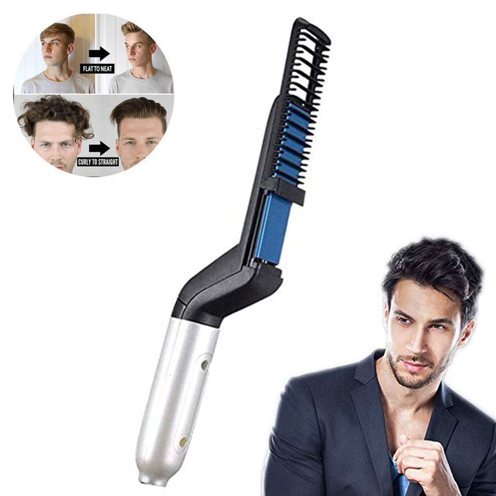 Hair Straightener For Men Multi-functional Curling Electric Brush Beard ...