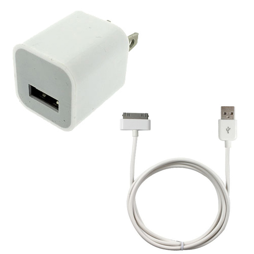 USB Wall Home Charger Adapter + 6 ft Cable For iPhone 4S 4 3GS 3G 2G ...